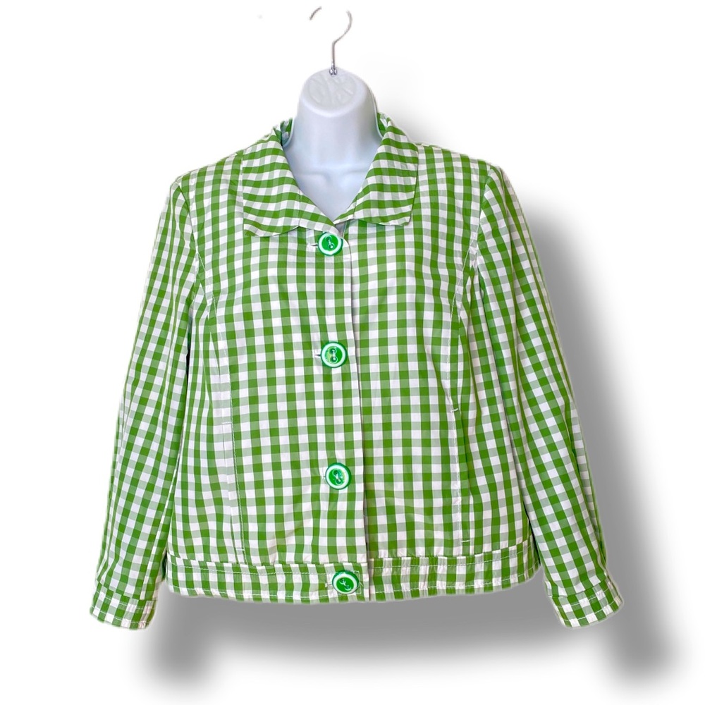 Steilmann green white plaid wind Jacket button up coat
